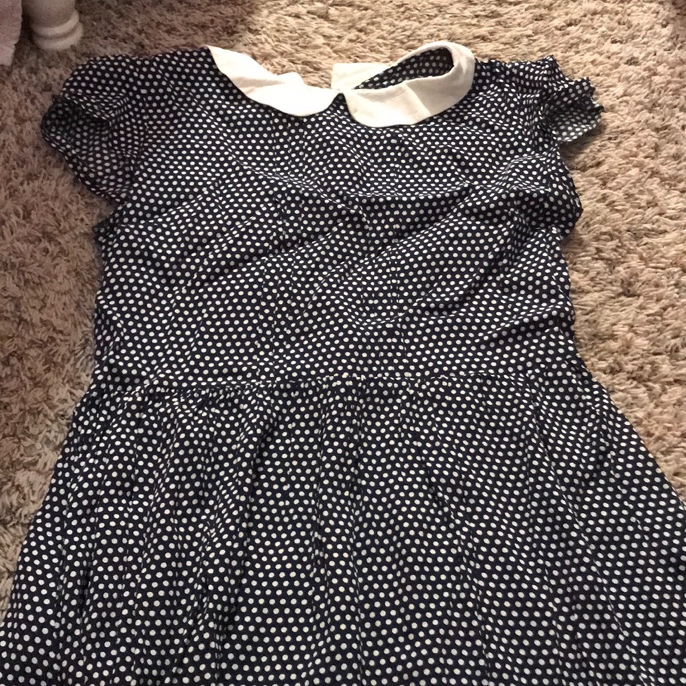 Blue Dress with White Polka Dots